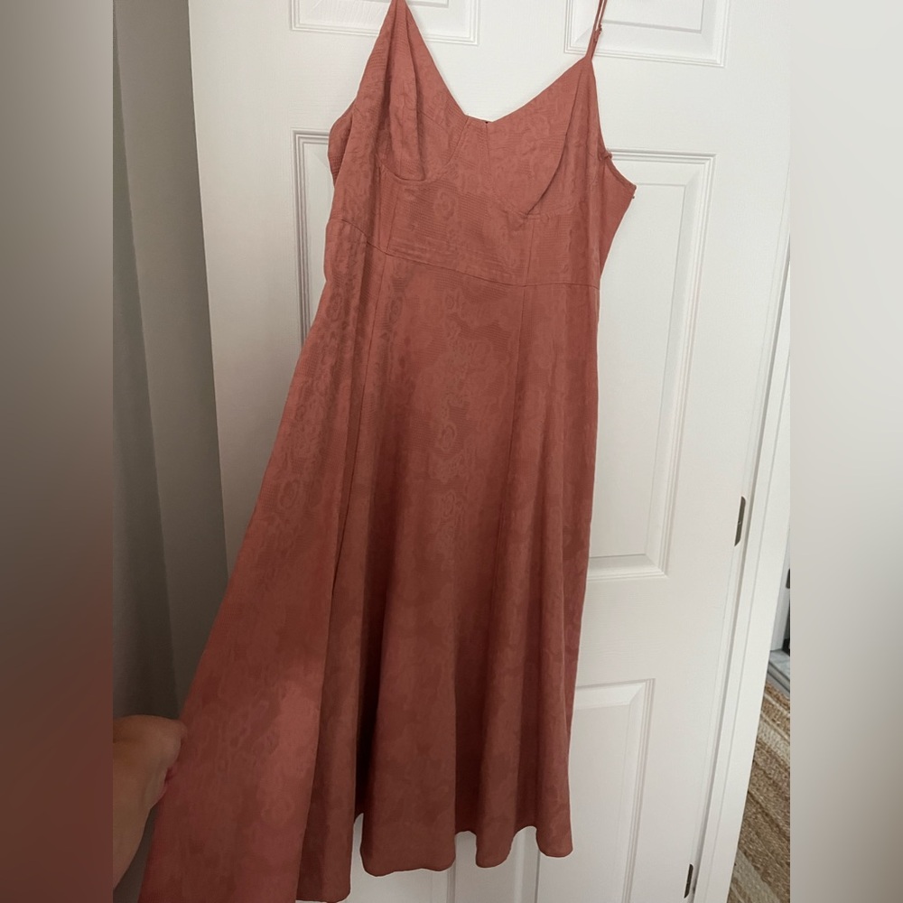 Lulu's Dusty Rose Jacquard Midi Dress, size XL